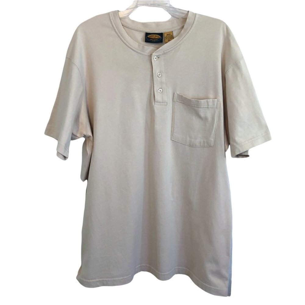 Sandy River Mens Henley 3 Button Beige T Shirt Mens 2  XLG